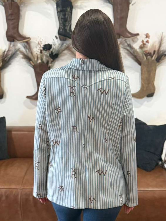 Cace Pin Stripe Cattle Brand Blazer