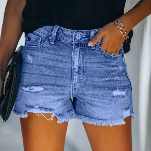 Georganne Ripped Denim Shorts