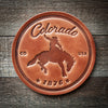 Colorado Bronco Leather Coasters