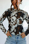 Brown Cowhide Sheer Top