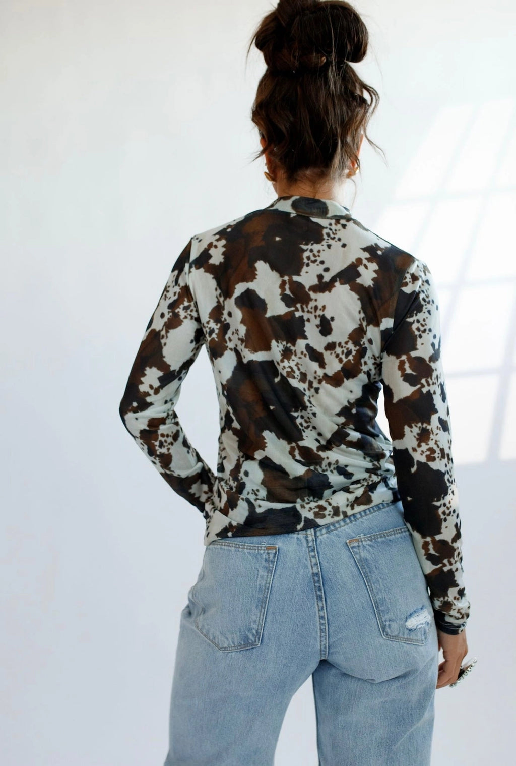 Brown Cowhide Sheer Top
