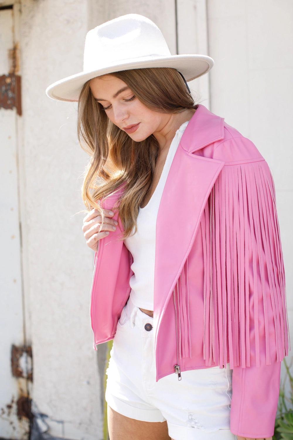 Oaks Cropped Faux Leather Jacket
