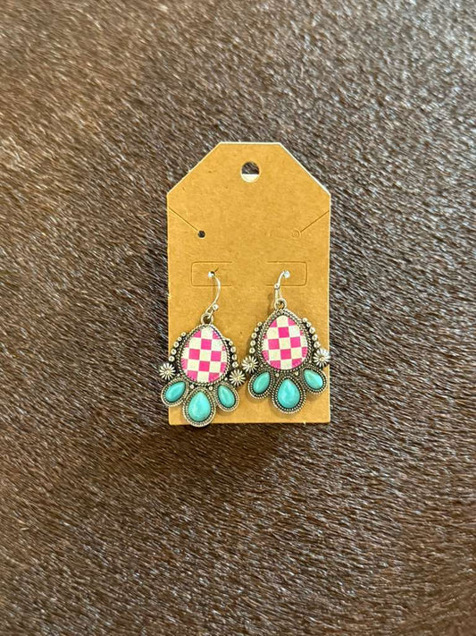 Checkered Teardrop Earrings
