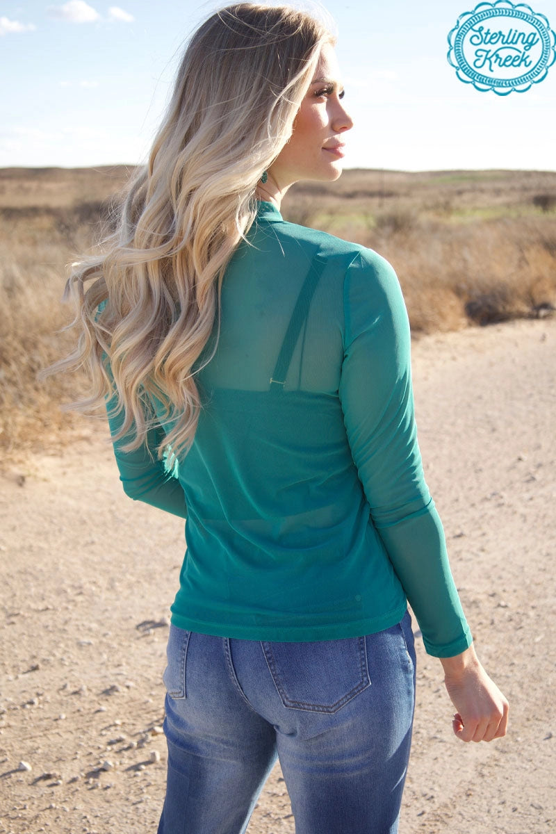 Turquoise Mesh Top